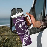 FSM Chuuk Tumbler With Handle Turtle Tropical Flowers Polynesian - Purple LT14 - Polynesian Pride