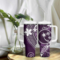 FSM Chuuk Tumbler With Handle Turtle Tropical Flowers Polynesian - Purple LT14 - Polynesian Pride