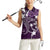 FSM Chuuk Women Sleeveless Polo Shirt Turtle Tropical Flowers Polynesian - Purple