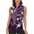 FSM Chuuk Women Sleeveless Polo Shirt Turtle Tropical Flowers Polynesian - Purple