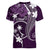 FSM Chuuk Women V-Neck T-Shirt Turtle Tropical Flowers Polynesian - Purple