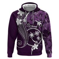 FSM Chuuk Zip Hoodie Turtle Tropical Flowers Polynesian - Purple LT14 Pullover Hoodie Purple - Polynesian Pride