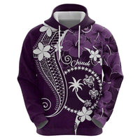 FSM Chuuk Zip Hoodie Turtle Tropical Flowers Polynesian - Purple LT14 - Polynesian Pride