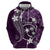 FSM Chuuk Zip Hoodie Turtle Tropical Flowers Polynesian - Purple