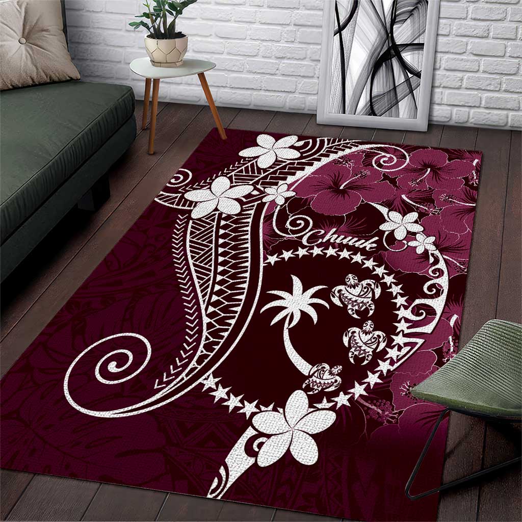 FSM Chuuk Area Rug Turtle Tropical Flowers Polynesian - Pink LT14 Pink - Polynesian Pride