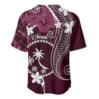 FSM Chuuk Baseball Jersey Turtle Tropical Flowers Polynesian - Pink LT14 - Polynesian Pride