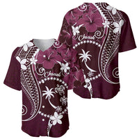 FSM Chuuk Baseball Jersey Turtle Tropical Flowers Polynesian - Pink LT14 - Polynesian Pride