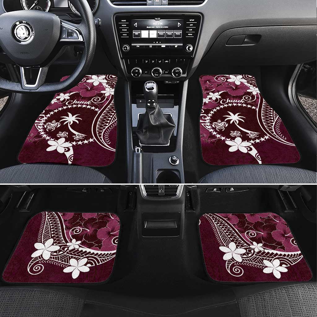 FSM Chuuk Car Mats Turtle Tropical Flowers Polynesian - Pink LT14 Set 4pcs Pink - Polynesian Pride