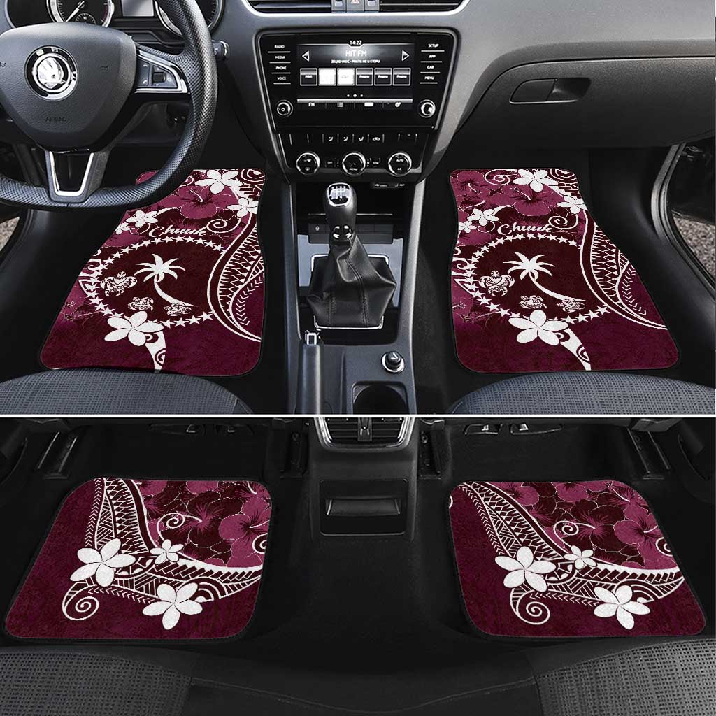 FSM Chuuk Car Mats Turtle Tropical Flowers Polynesian - Pink