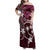 FSM Chuuk Family Matching Off Shoulder Maxi Dress and Hawaiian Shirt Turtle Tropical Flowers Polynesian - Pink