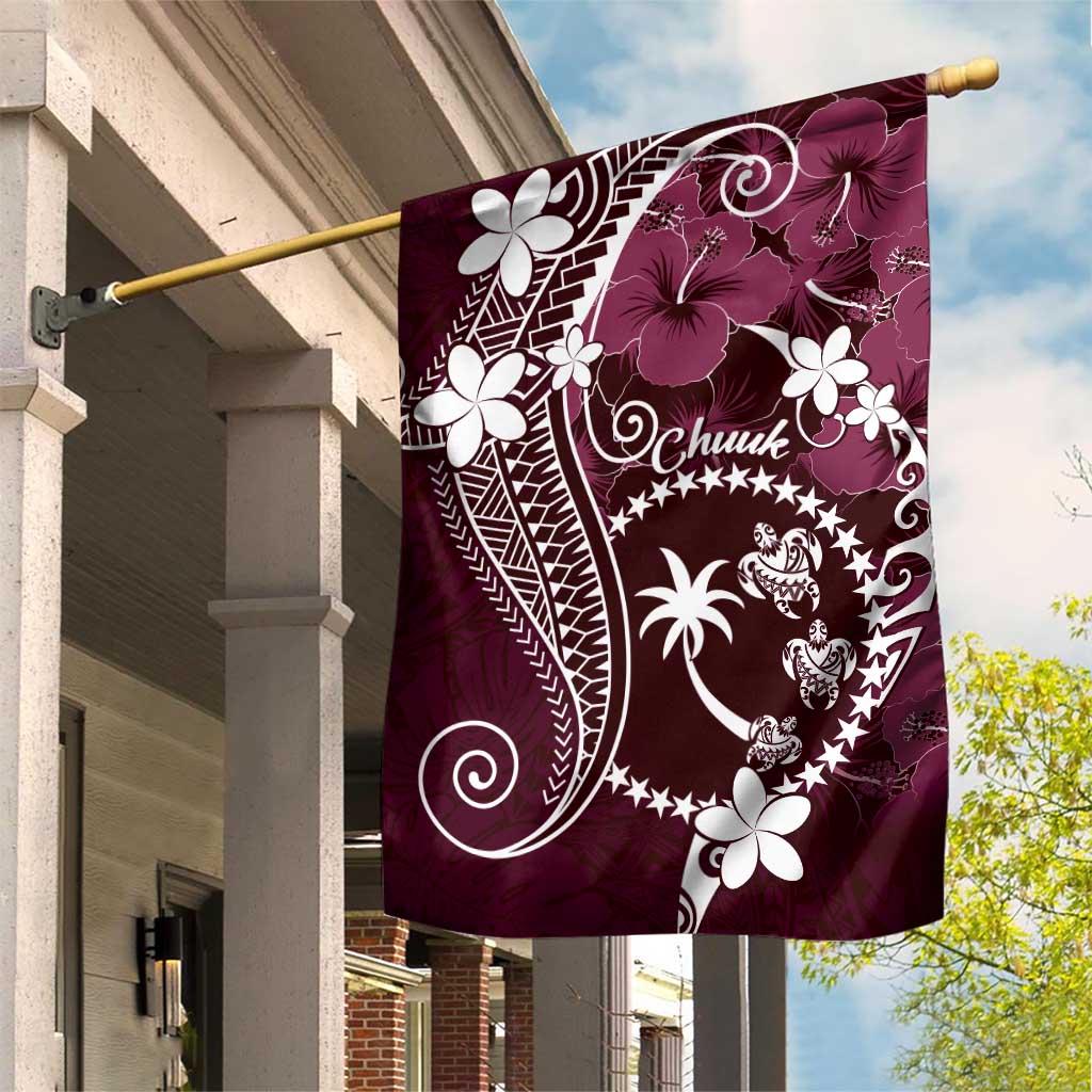 FSM Chuuk Garden Flag Turtle Tropical Flowers Polynesian - Pink LT14 House Flag Pink - Polynesian Pride