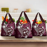 FSM Chuuk Grocery Bag Turtle Tropical Flowers Polynesian - Pink LT14 3-pack One Size Pink - Polynesian Pride