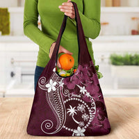 FSM Chuuk Grocery Bag Turtle Tropical Flowers Polynesian - Pink LT14 - Polynesian Pride