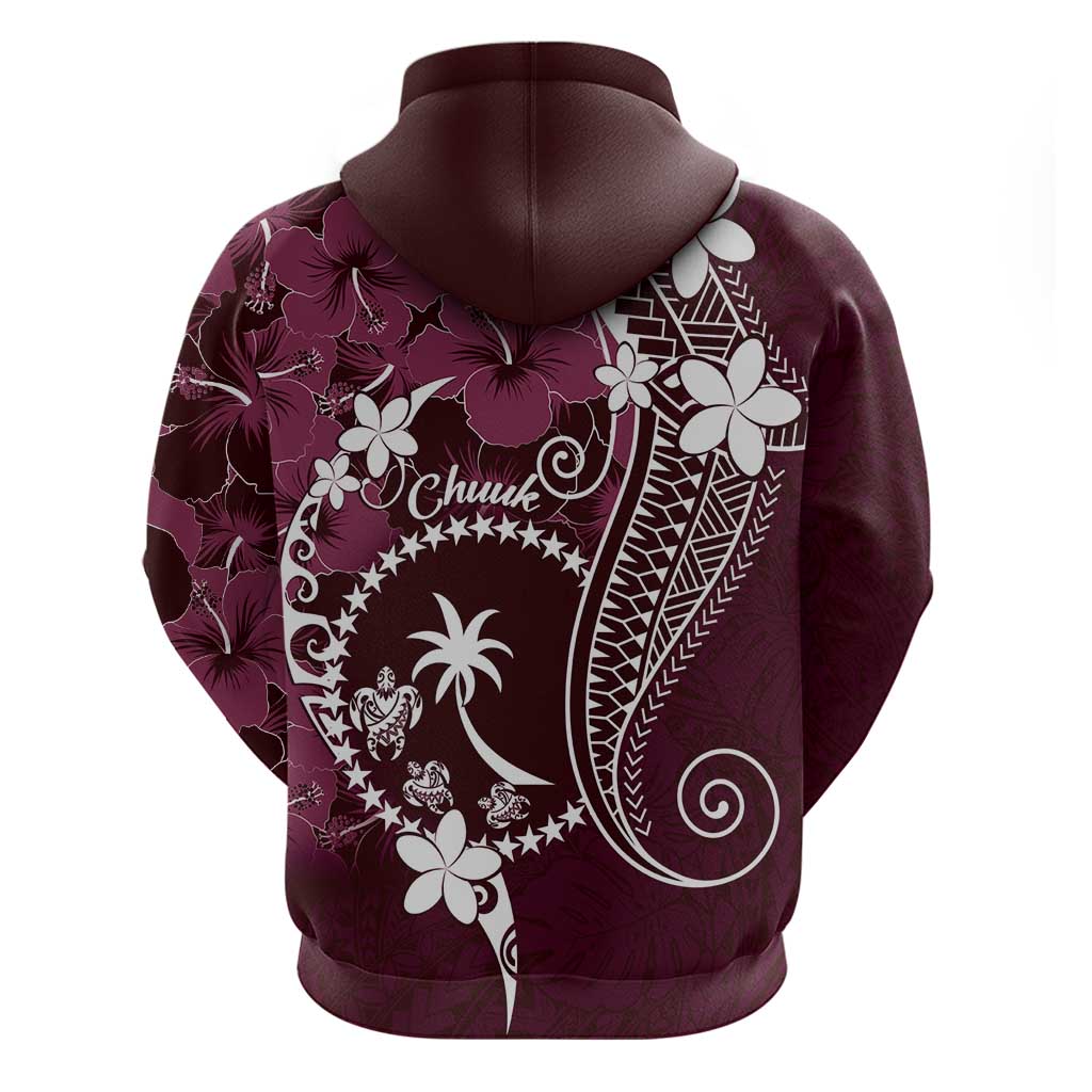 FSM Chuuk Hoodie Turtle Tropical Flowers Polynesian - Pink LT14 - Polynesian Pride