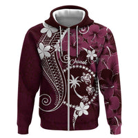 FSM Chuuk Hoodie Turtle Tropical Flowers Polynesian - Pink LT14 Zip Hoodie Pink - Polynesian Pride