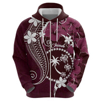 FSM Chuuk Hoodie Turtle Tropical Flowers Polynesian - Pink LT14 - Polynesian Pride