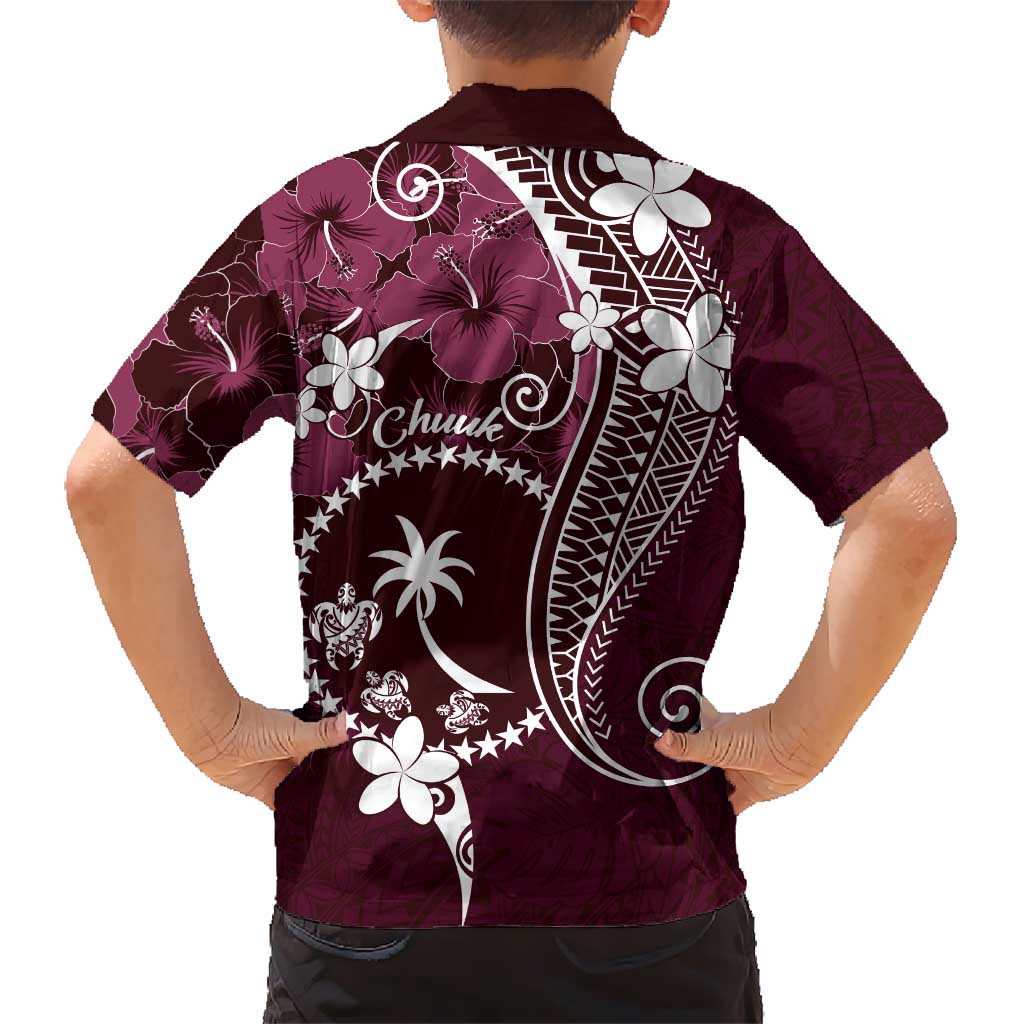 FSM Chuuk Kid Hawaiian Shirt Turtle Tropical Flowers Polynesian - Pink LT14 - Polynesian Pride