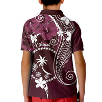 FSM Chuuk Kid Polo Shirt Turtle Tropical Flowers Polynesian - Pink LT14 - Polynesian Pride