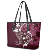 FSM Chuuk Leather Tote Bag Turtle Tropical Flowers Polynesian - Pink LT14 - Polynesian Pride