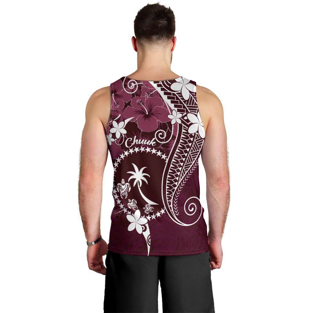 FSM Chuuk Men Tank Top Turtle Tropical Flowers Polynesian - Pink LT14 - Polynesian Pride