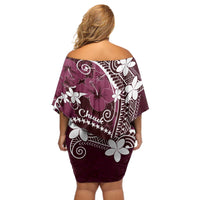 FSM Chuuk Off Shoulder Short Dress Turtle Tropical Flowers Polynesian - Pink LT14 - Polynesian Pride