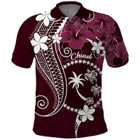 FSM Chuuk Polo Shirt Turtle Tropical Flowers Polynesian - Pink LT14 Pink - Polynesian Pride
