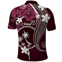 FSM Chuuk Polo Shirt Turtle Tropical Flowers Polynesian - Pink LT14 - Polynesian Pride