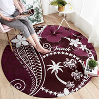 FSM Chuuk Round Carpet Turtle Tropical Flowers Polynesian - Pink LT14 - Polynesian Pride