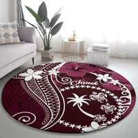 FSM Chuuk Round Carpet Turtle Tropical Flowers Polynesian - Pink LT14 - Polynesian Pride