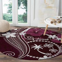 FSM Chuuk Round Carpet Turtle Tropical Flowers Polynesian - Pink LT14 - Polynesian Pride