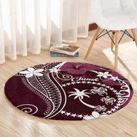 FSM Chuuk Round Carpet Turtle Tropical Flowers Polynesian - Pink LT14 - Polynesian Pride