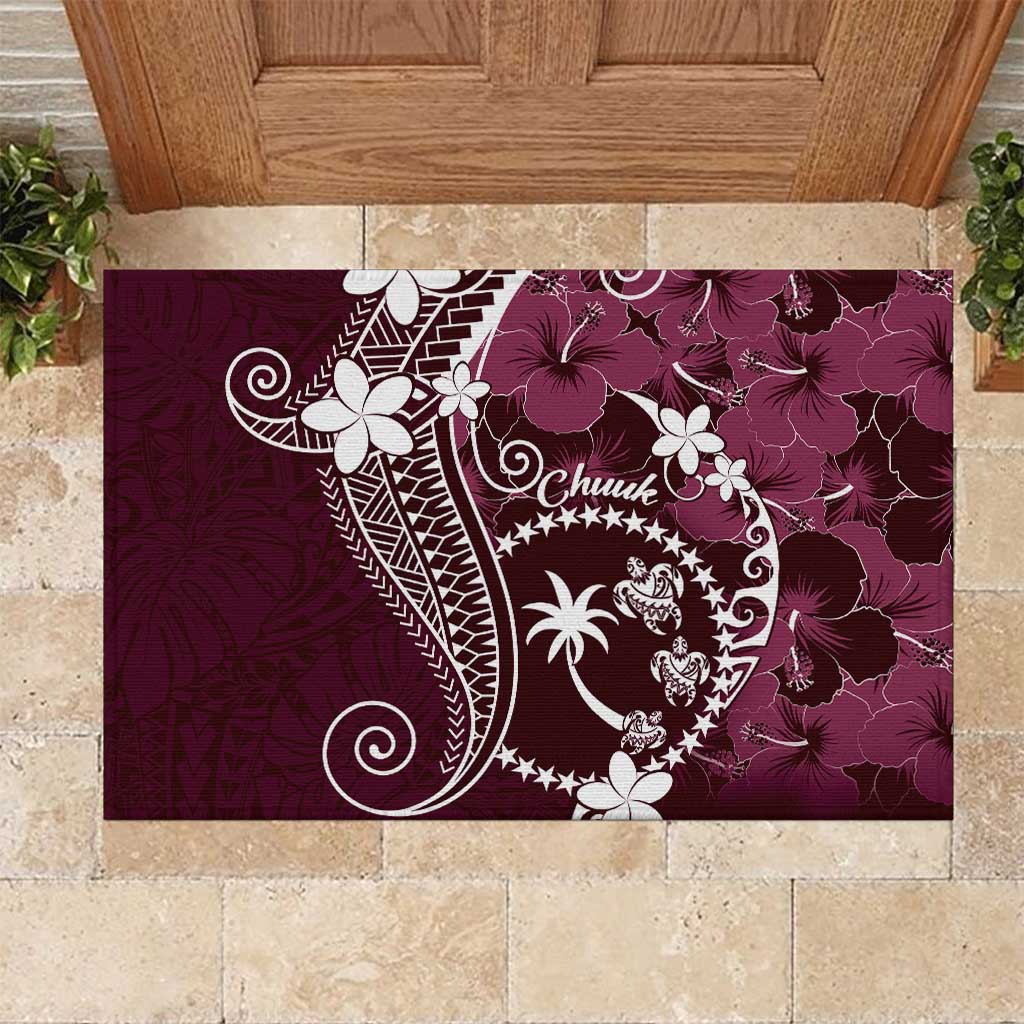 FSM Chuuk Rubber Doormat Turtle Tropical Flowers Polynesian - Pink LT14 Pink - Polynesian Pride