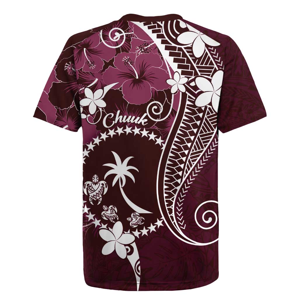 FSM Chuuk Rugby Jersey Turtle Tropical Flowers Polynesian - Pink LT14 - Polynesian Pride