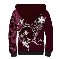 FSM Chuuk Sherpa Hoodie Turtle Tropical Flowers Polynesian - Pink LT14 - Polynesian Pride