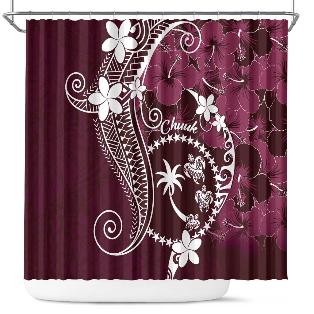 FSM Chuuk Shower Curtain Turtle Tropical Flowers Polynesian - Pink LT14 Pink - Polynesian Pride