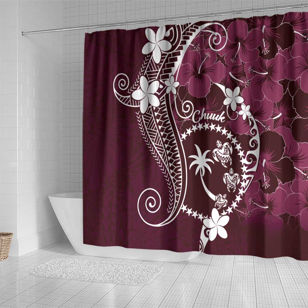 FSM Chuuk Shower Curtain Turtle Tropical Flowers Polynesian - Pink LT14 - Polynesian Pride