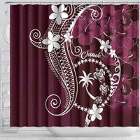 FSM Chuuk Shower Curtain Turtle Tropical Flowers Polynesian - Pink LT14 - Polynesian Pride