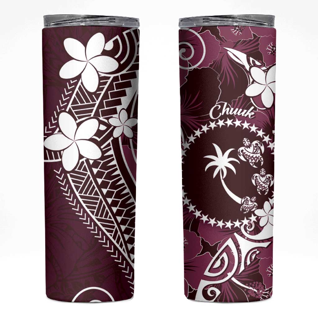 FSM Chuuk Skinny Tumbler Turtle Tropical Flowers Polynesian - Pink LT14 Pink - Polynesian Pride