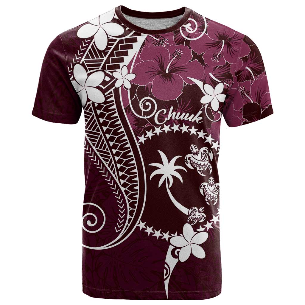 FSM Chuuk T Shirt Turtle Tropical Flowers Polynesian - Pink LT14 Pink - Polynesian Pride
