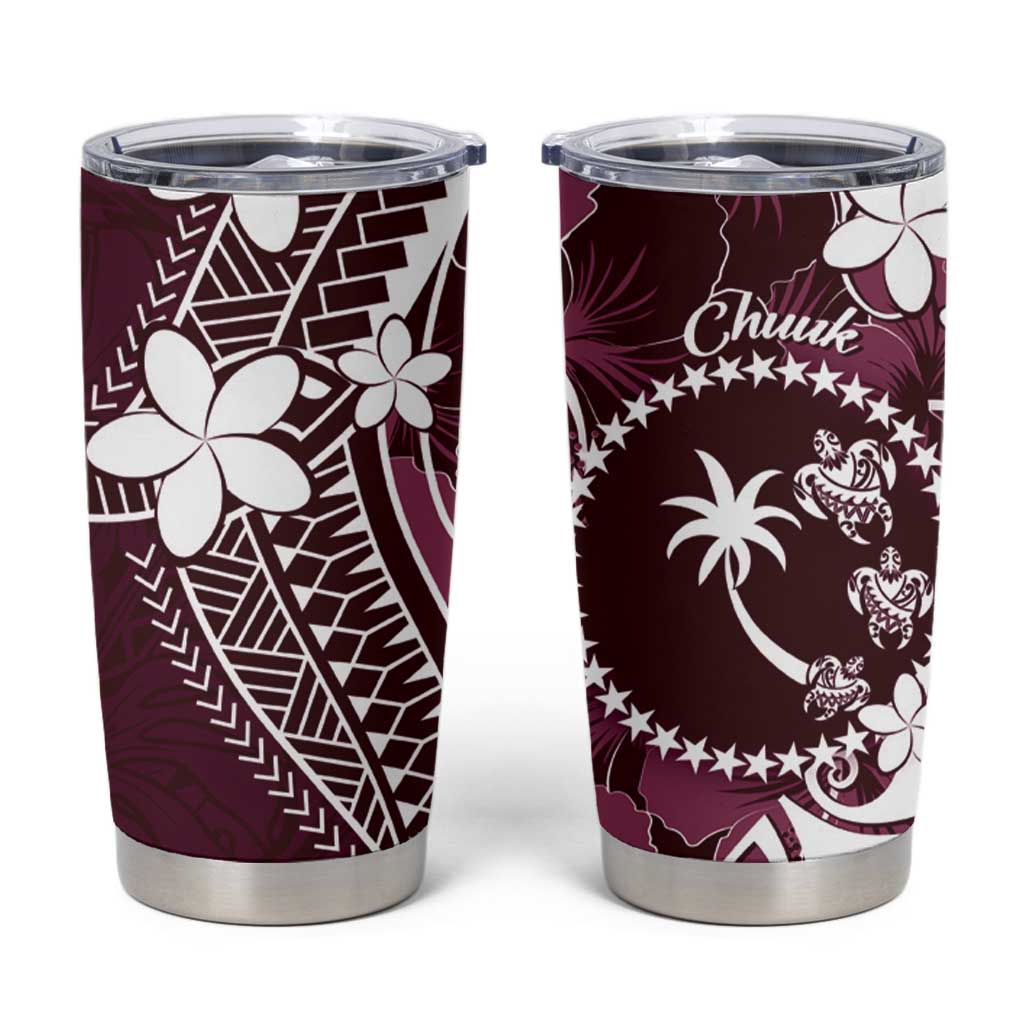 FSM Chuuk Tumbler Cup Turtle Tropical Flowers Polynesian - Pink LT14 Pink - Polynesian Pride