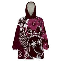 FSM Chuuk Wearable Blanket Hoodie Turtle Tropical Flowers Polynesian - Pink LT14 One Size Pink - Polynesian Pride