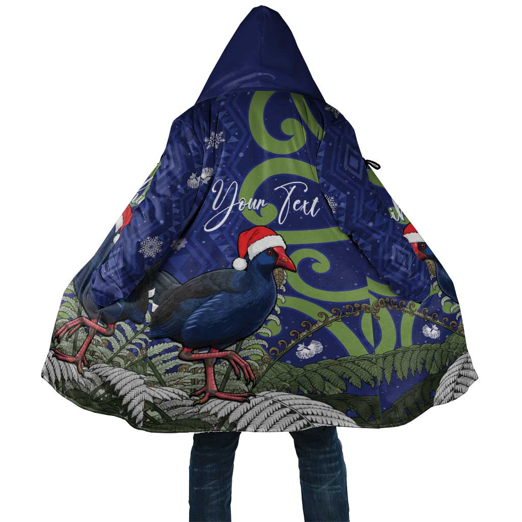 Personalized New Zealand Pukeko Christmas Cloak Meri Kirihimete Taniko Ponga Koru Blue LT14 Unisex Blue - Polynesian Pride