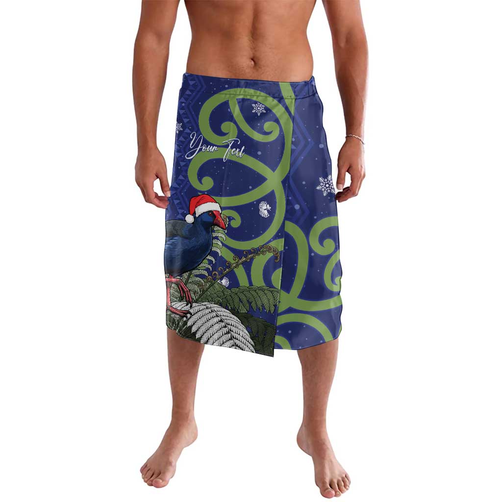 Personalized New Zealand Pukeko Christmas Lavalava Meri Kirihimete Taniko Ponga Koru Blue LT14 Blue - Polynesian Pride