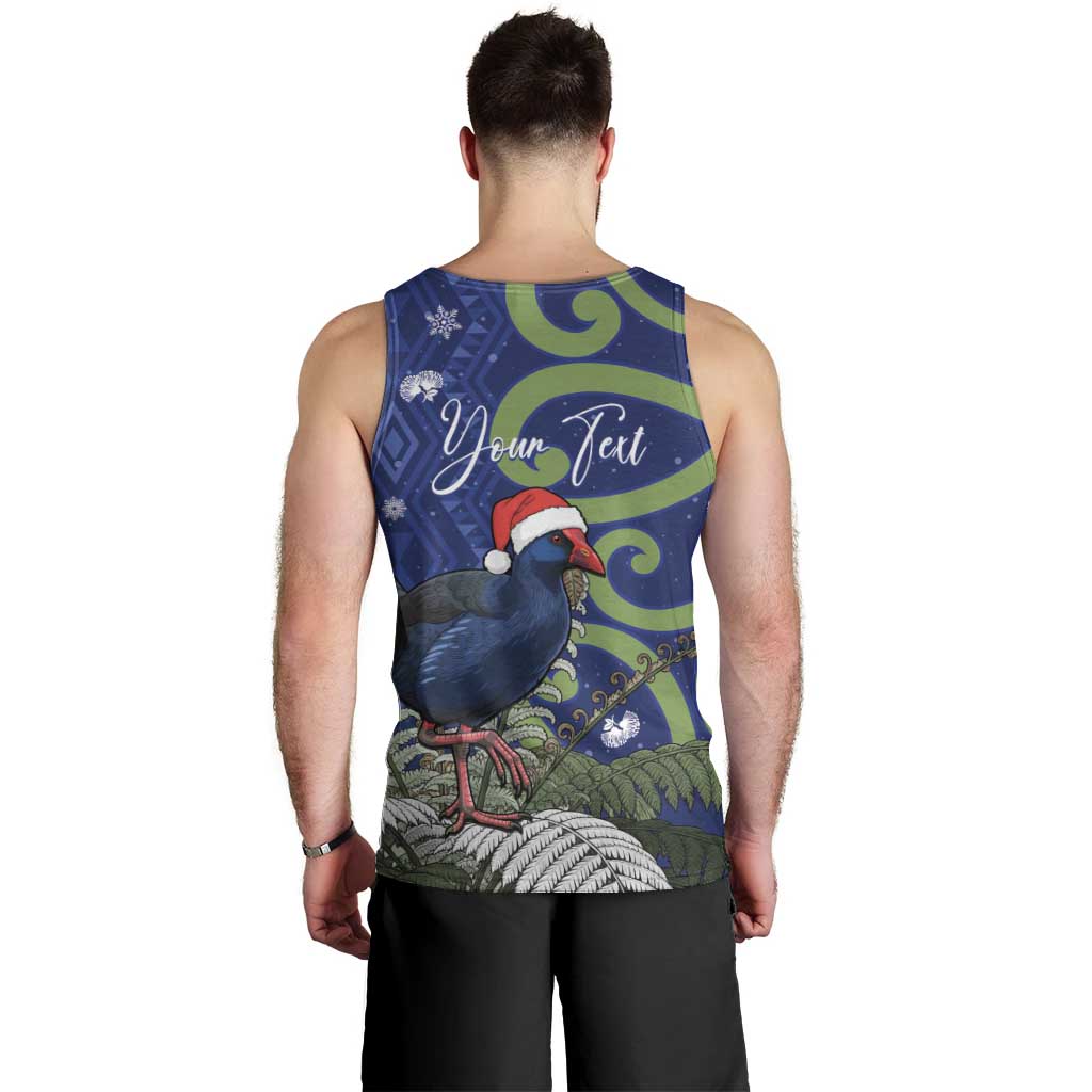Personalized New Zealand Pukeko Christmas Men Tank Top Meri Kirihimete Taniko Ponga Koru Blue LT14 - Polynesian Pride
