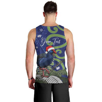 Personalized New Zealand Pukeko Christmas Men Tank Top Meri Kirihimete Taniko Ponga Koru Blue LT14 - Polynesian Pride