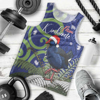 Personalized New Zealand Pukeko Christmas Men Tank Top Meri Kirihimete Taniko Ponga Koru Blue LT14 - Polynesian Pride