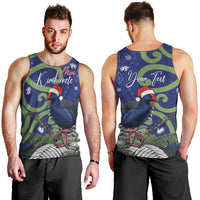 Personalized New Zealand Pukeko Christmas Men Tank Top Meri Kirihimete Taniko Ponga Koru Blue LT14 - Polynesian Pride