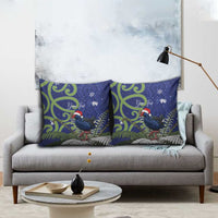 Personalized New Zealand Pukeko Christmas Pillow Cover Meri Kirihimete Taniko Ponga Koru Blue LT14 - Polynesian Pride
