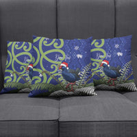 Personalized New Zealand Pukeko Christmas Pillow Cover Meri Kirihimete Taniko Ponga Koru Blue LT14 - Polynesian Pride