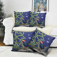 Personalized New Zealand Pukeko Christmas Pillow Cover Meri Kirihimete Taniko Ponga Koru Blue LT14 - Polynesian Pride